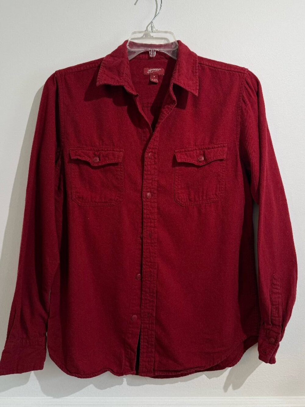 Arizona Jean Company Burgundy Button-Down Shirt 100% Cotton Medium